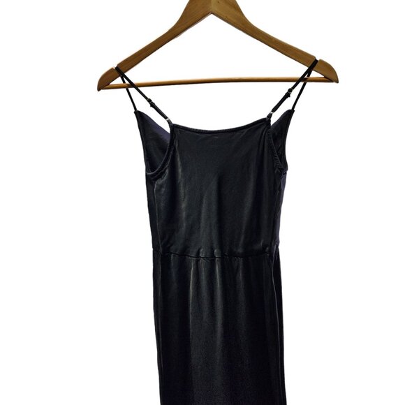 Anthropologie Black Silky Viscose Slip Dress Adjustable Straps‎ Satin Finish XXS - Picture 5 of 10
